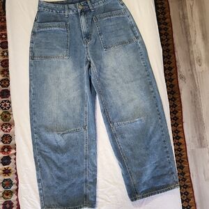 Stylish Blue Barrel Baggy Denim Jeans